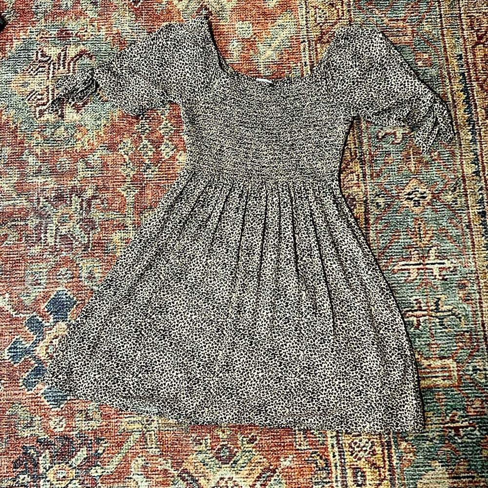 AE- American eagle leopard untie-sleeve smocked mini dress women’s size S